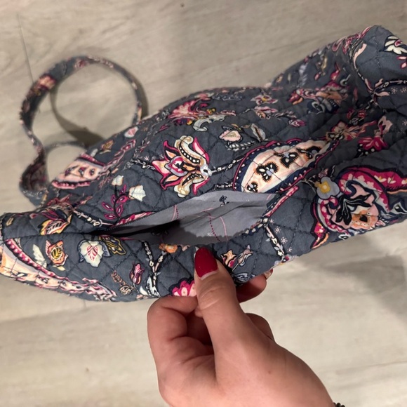 Vera Bradley Cotton Tote Bag Paisley Print Pink and Grey Inside Pockets - Picture 5 of 7